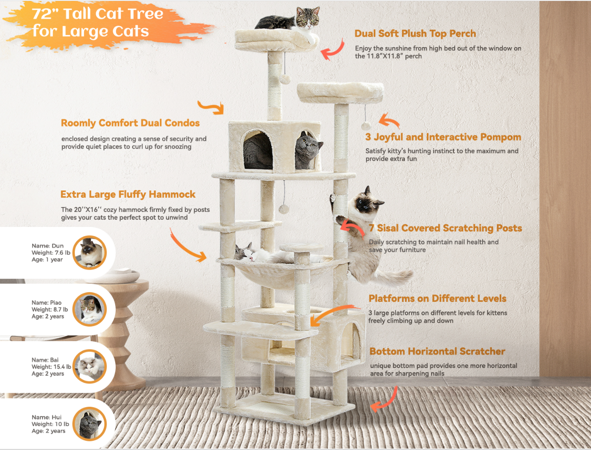 PAWZ Road Cat Tree for Large Cats